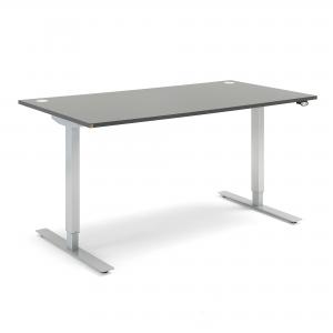 FLEXUS proste biurko elektryczny 1600x800 mm, blat szary, laminat