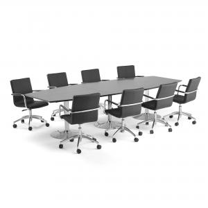 Zestaw konferencyjny, Avery + Delta, stół i 8 czarnych krzeseł