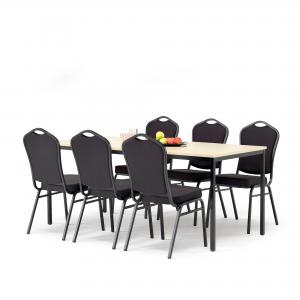 Zestaw mebli do jadalni, stół 1800x800 mm, brzoza + 6 krzeseł, czarny/czarny