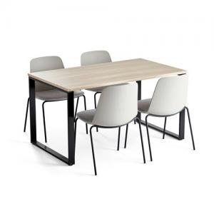 Zestaw mebli do stołówki MODULUS + LANGFORD, stół i 4 szare krzesła