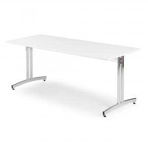 Stół SANNA wym. 1800x700x720 mm, laminat, biały, chrom