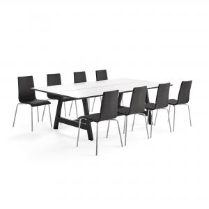 Zestaw konferencyjny NOMAD + MELVILLE, stół + 8 krzeseł ciemno szarych