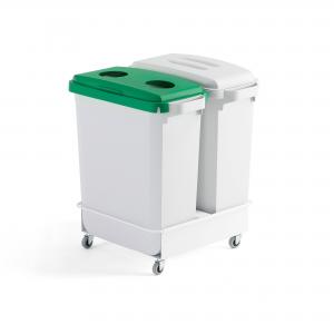 Zestaw pojemników do sortowania odpadów, 2x60 L + pokrywy (szary + zielony)