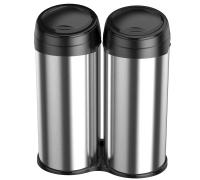 Nierdzewny kosz do segregacji odpadów Duo Barrel 2x40 L