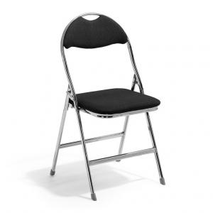 Krzesło składane Renfrew tkanina, kolor: czarny, chrom OUTLET