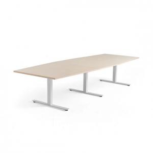 Stół konferencyjny MODULUS, 3200x1200 mm, rama T, biała rama, brzoza